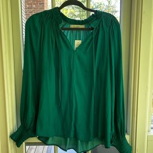 Long sleeve blouse from the loft, color: green, size: s, new with tags